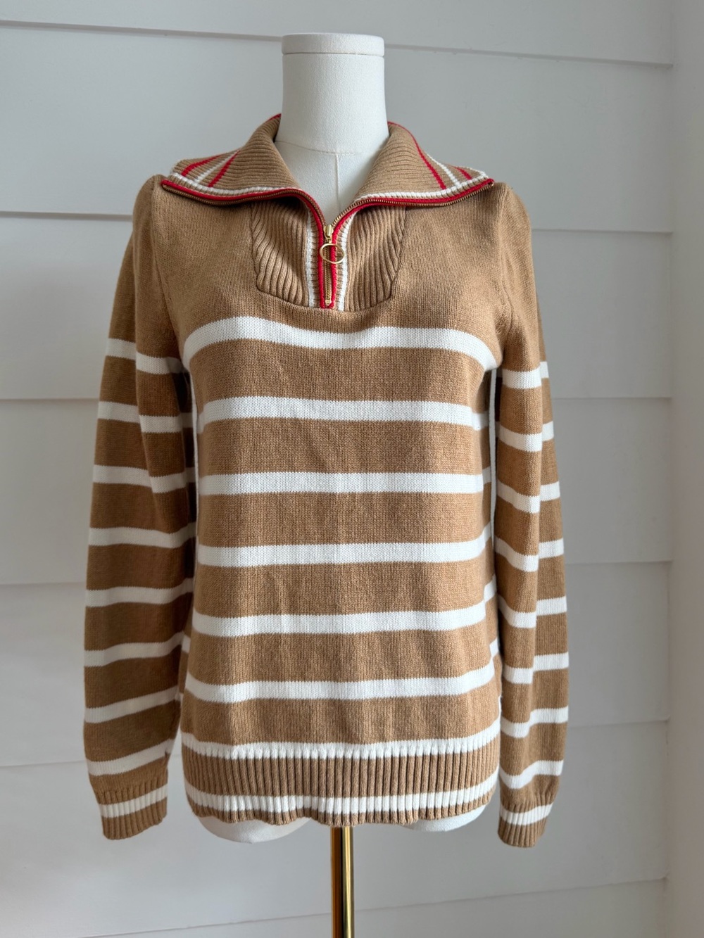 J. Crew Quarter Zip Striped Sweater XS